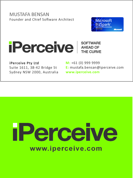 Business Card Design by aneela for iPerceive | Design #190157
