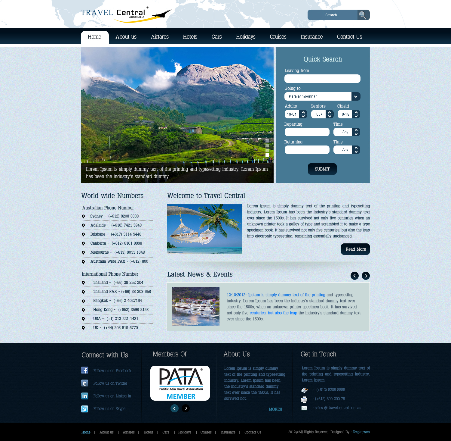 Design Wordpress par Empireweb pour TRAVEL CENTRAL | Design #1292209