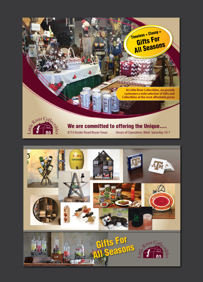 Postcard Design by meet007 for Little River Collectibles | Design #4425550