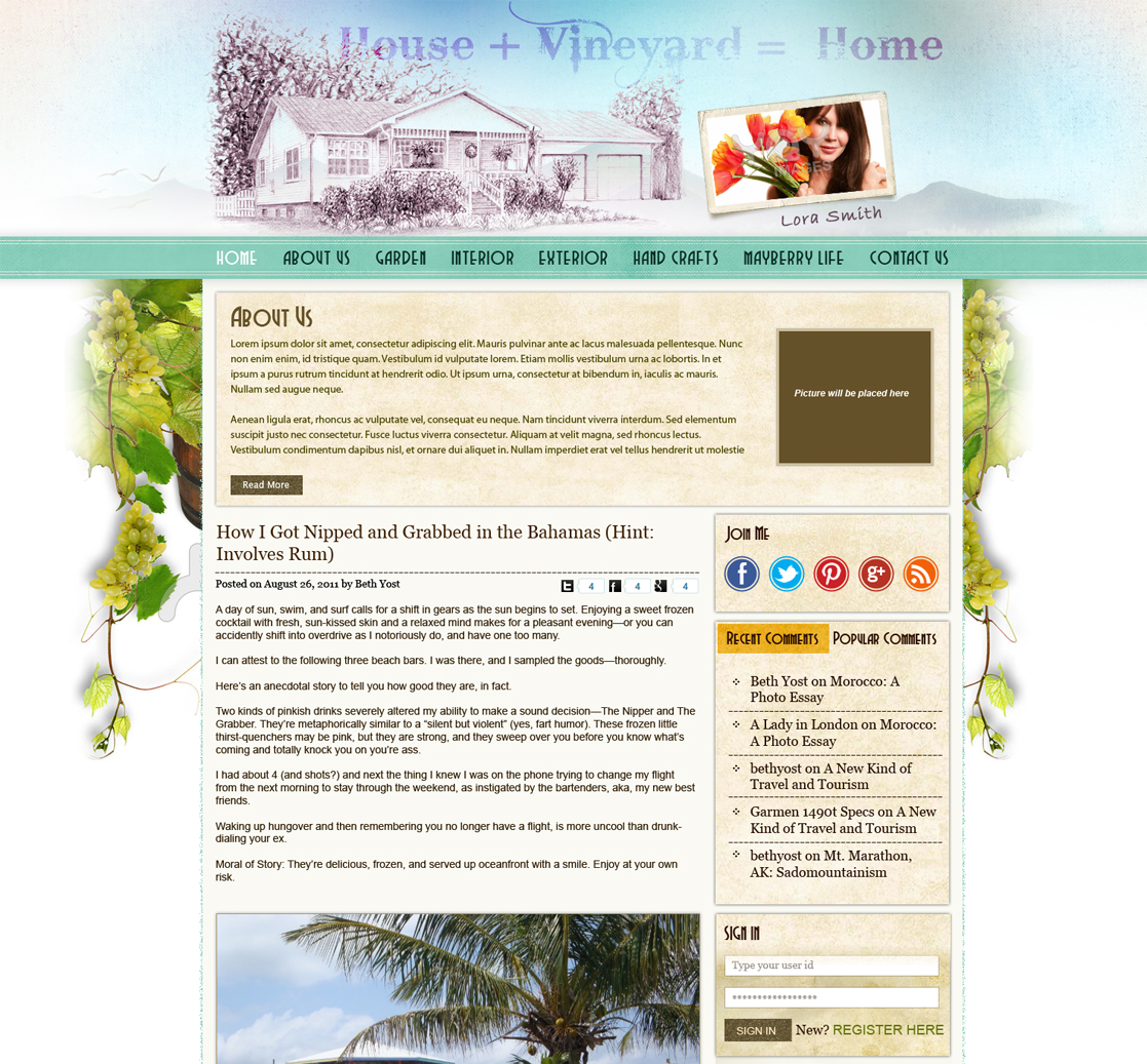 Wordpress Design by Expert Designer for House Vineyard Home | Design #1285295