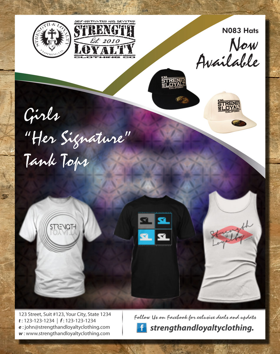 Flyer-Design von Sbss für Strength & Loyalty Clothing | Design #1262659