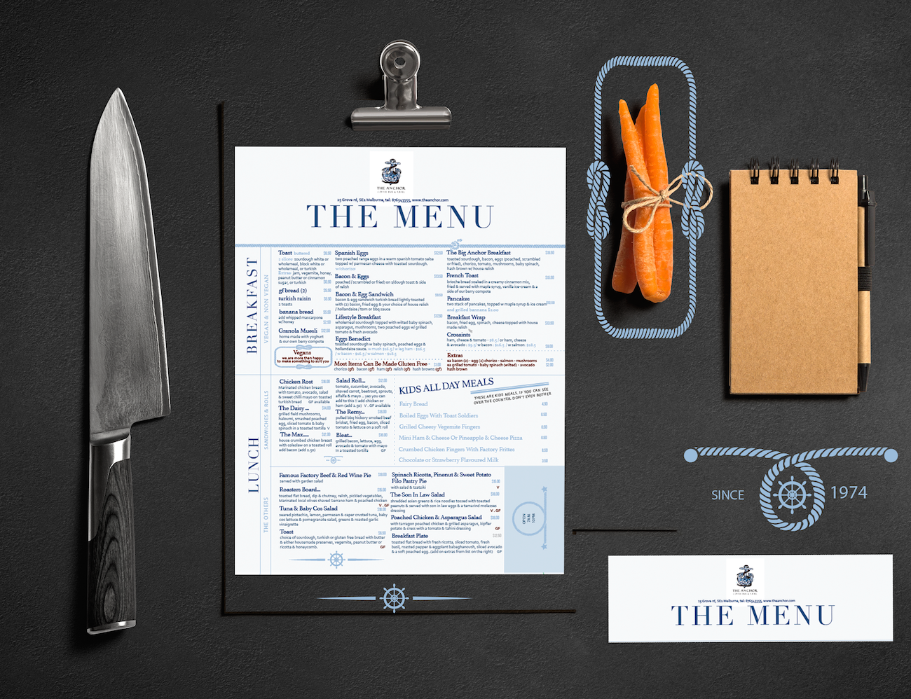 Menu Design by schk for The Anchor Coffee Bar & Grill | Design #11208278