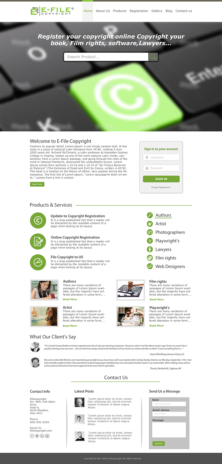 Web Design by Wings on web for Bedrock Online Enterprises, LLC DBA e-File Copyright | Design #4489955