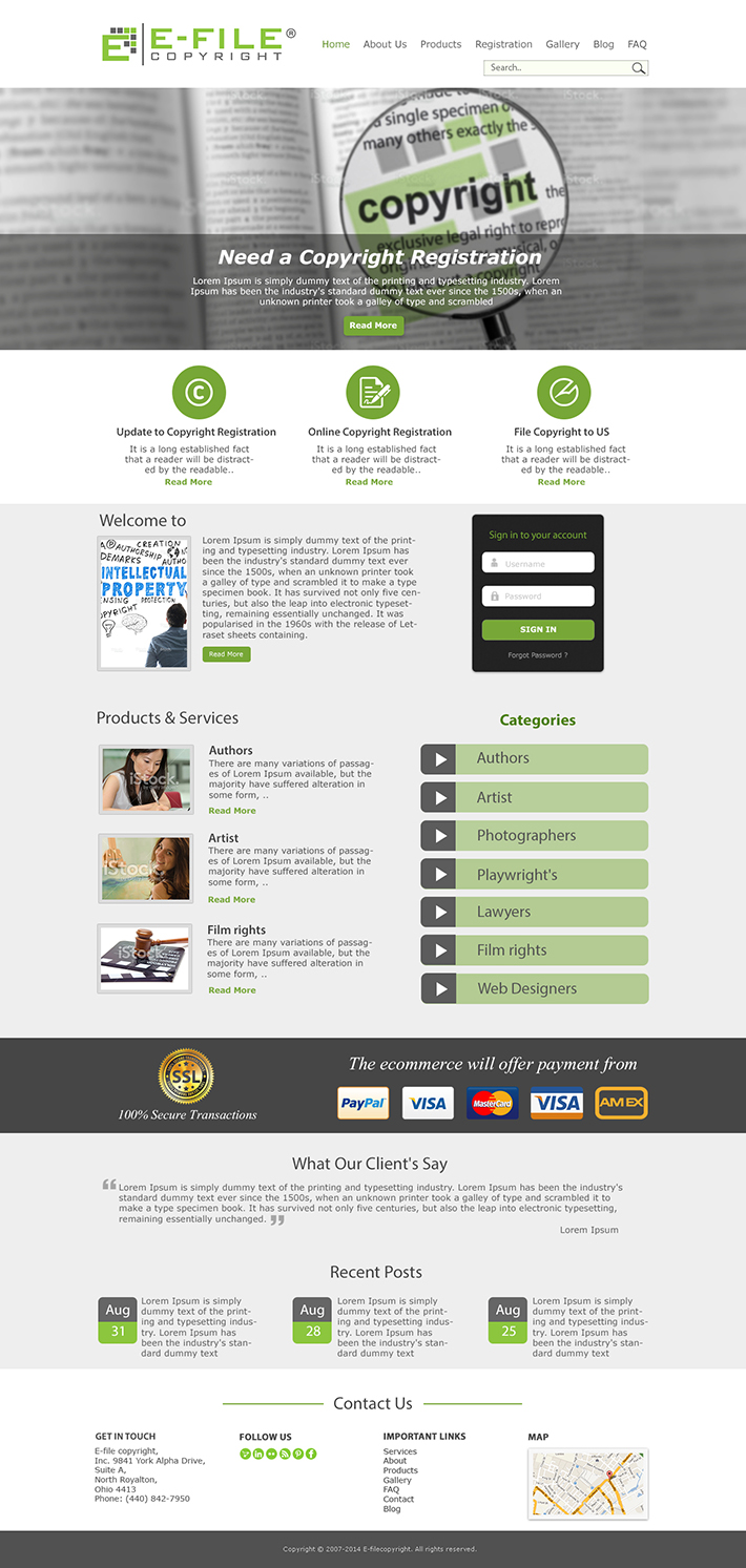 Web Design by Wings on web for Bedrock Online Enterprises, LLC DBA e-File Copyright | Design #4498667