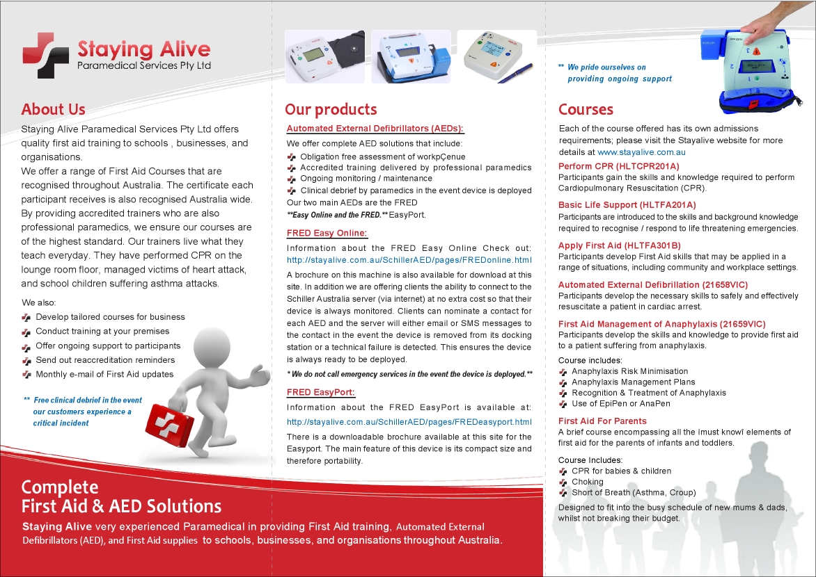Brochure Design by aneela for Staying Alive Paramedical Services Pty Ltd | Design #193914
