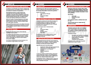 Brochure Design by XCV Design for Staying Alive Paramedical Services Pty Ltd | Design #197890