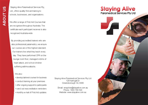 Brochure Design by TDC Communications for Staying Alive Paramedical Services Pty Ltd | Design #195010