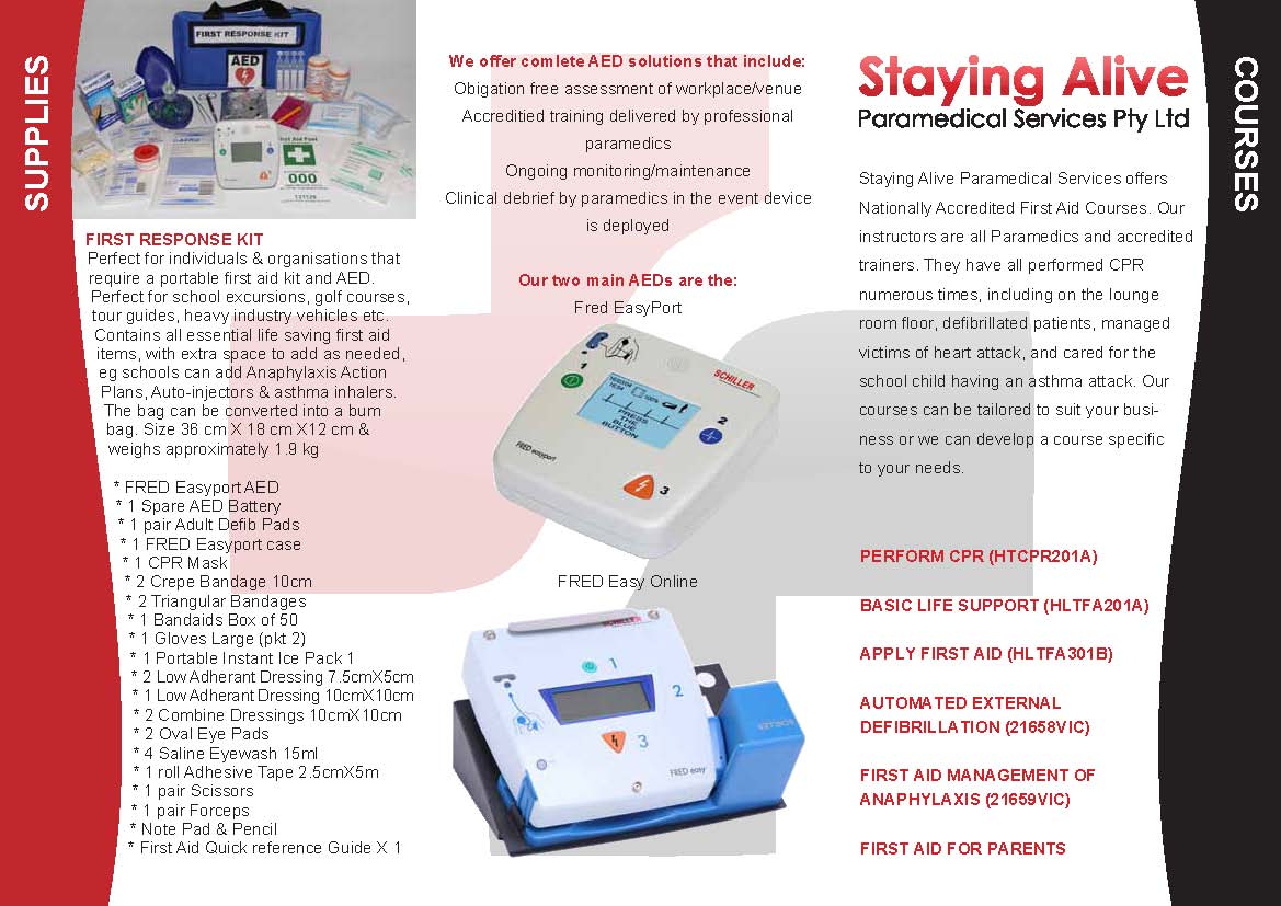 Brochure Design by TDC Communications for Staying Alive Paramedical Services Pty Ltd | Design #199096