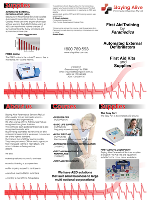 Brochure Design by KushaneCool for Staying Alive Paramedical Services Pty Ltd | Design #199145