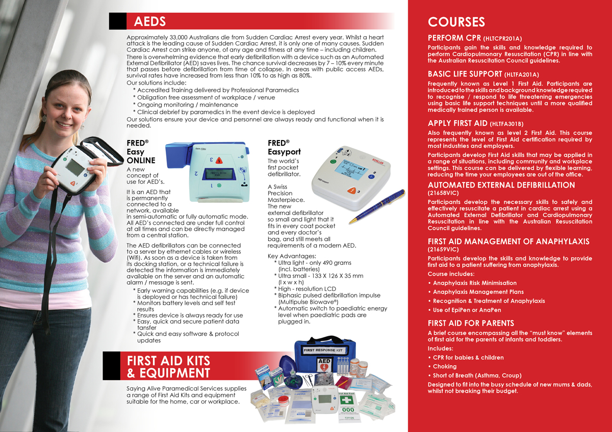 Brochure Design by Kelalo for Staying Alive Paramedical Services Pty Ltd | Design #198689