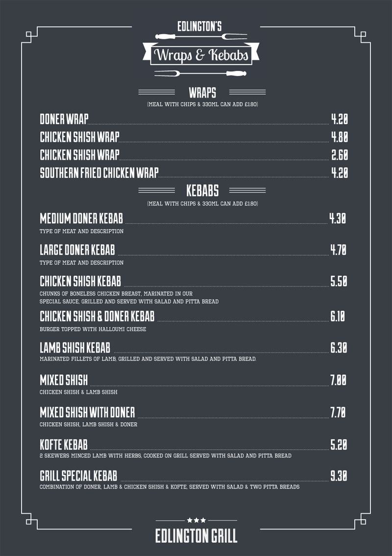 Menu Design by tanya for this project | Design #4481062