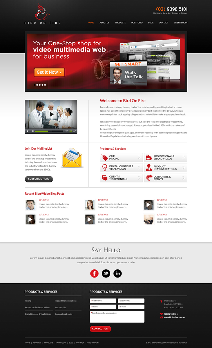 Wordpress Design by Mayank Patel for Bird on Fire Pty Ltd | Design #1273945