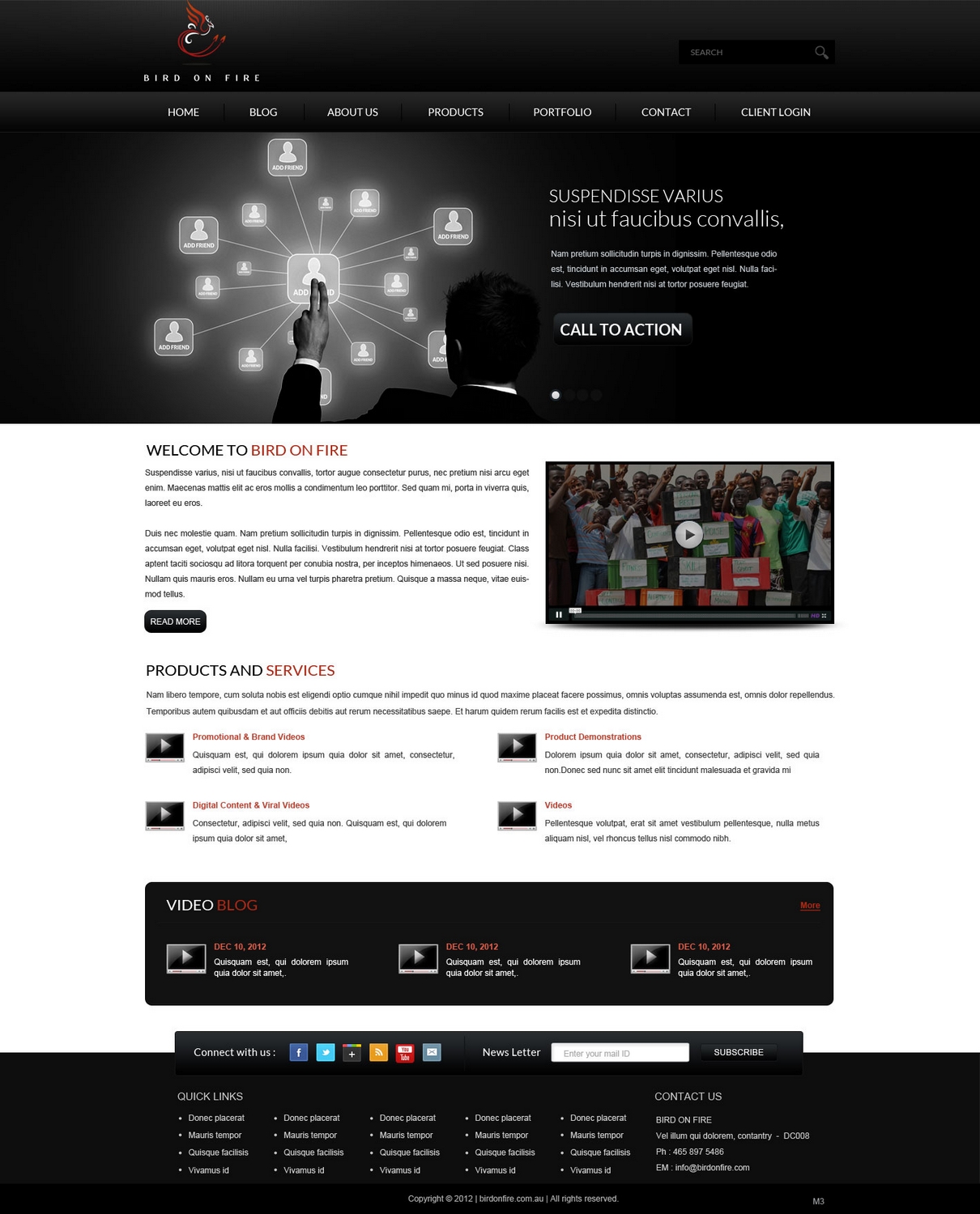 Wordpress Design by pb for Bird on Fire Pty Ltd | Design #1284637