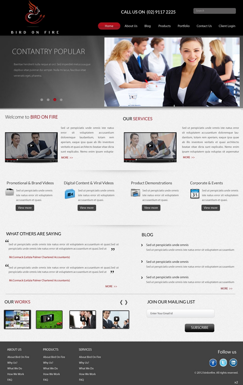 Wordpress Design by pb for Bird on Fire Pty Ltd | Design #1284682