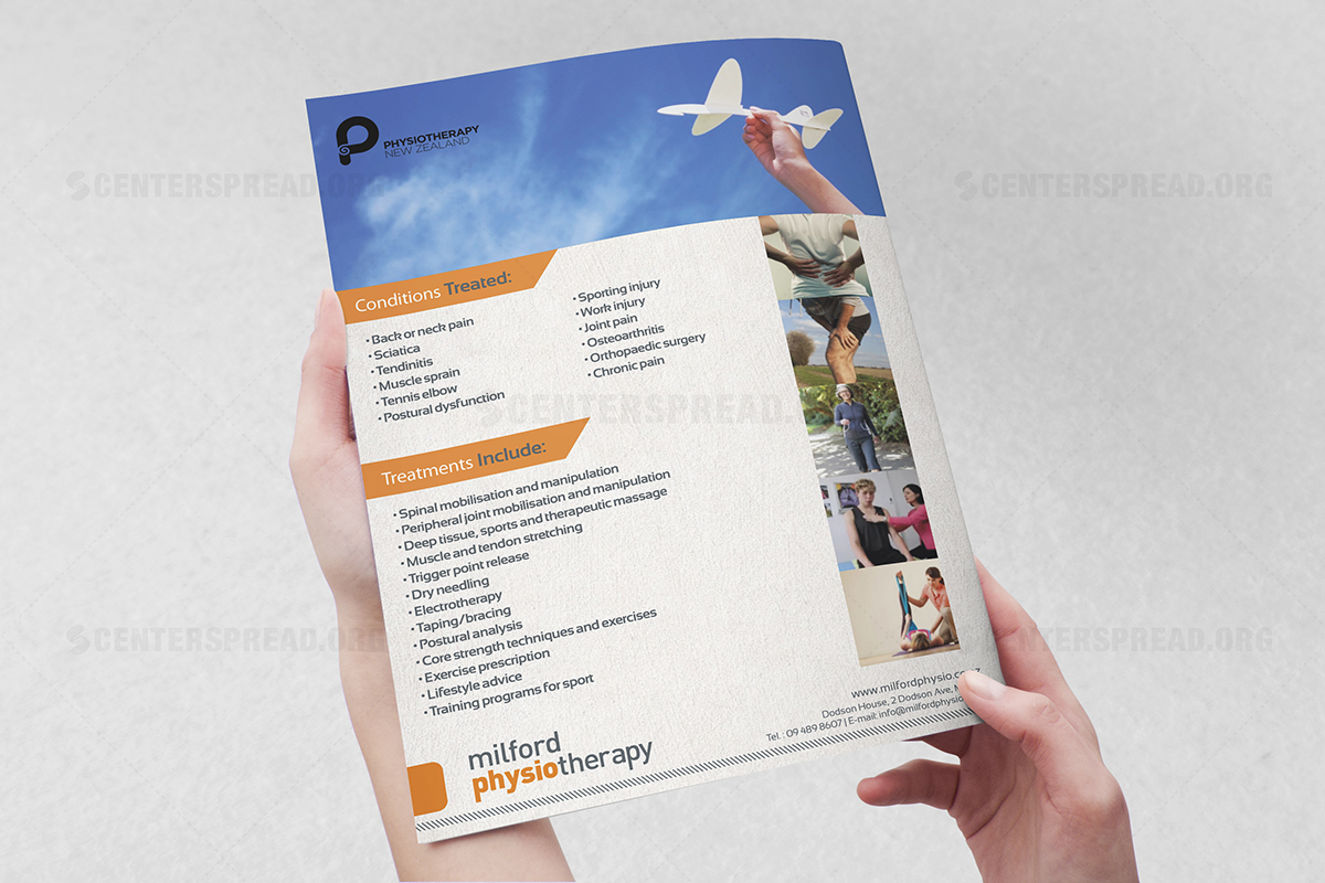 Brochure Design by CENTERSPREAD for Milford Physiotherapy | Design #4536700