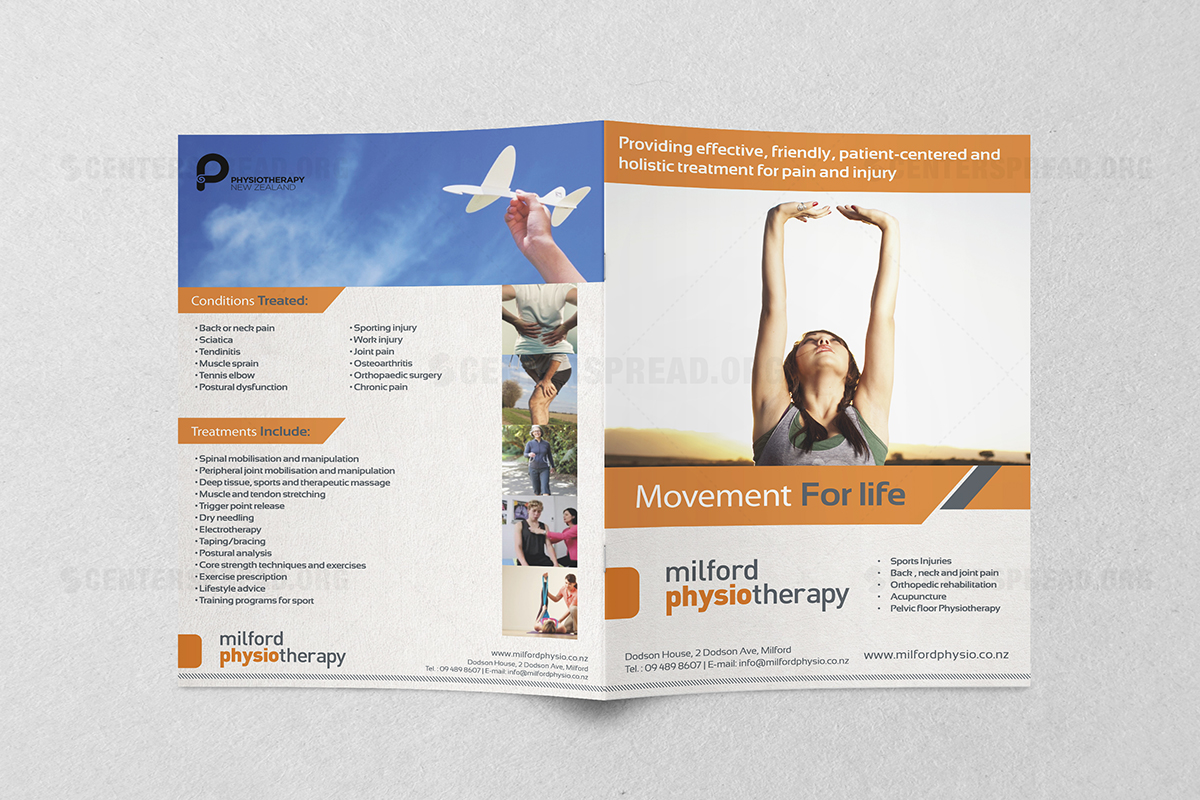 Brochure Design by CENTERSPREAD for Milford Physiotherapy | Design #4536702