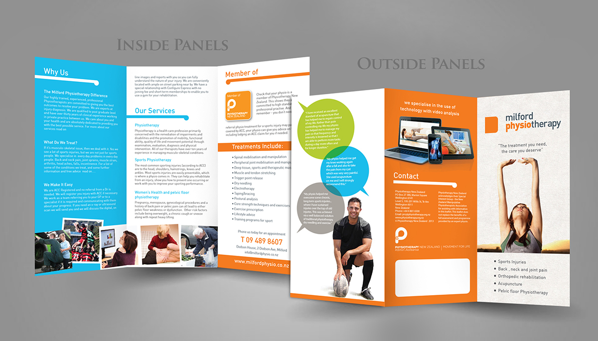 Brochure Design by creative.ahmed72 for Milford Physiotherapy | Design #4526017