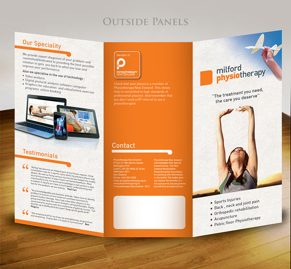 Brochure Design by creative.ahmed72 for Milford Physiotherapy | Design #4531236