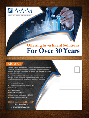 Postcard Design by ESolz Technologies for Advisors Asset Management, Inc. | Design #4582223