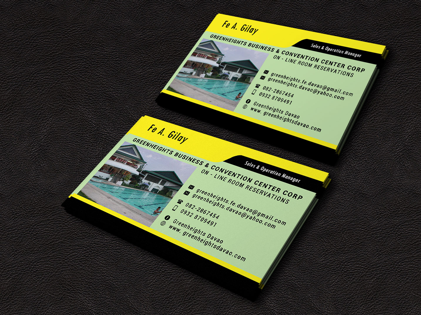 Diseño de Tarjeta de Presentación por Pixi Dust para GREENHEIGHTS BUSINESS & CONVENTION CENTER | Diseño #4453384