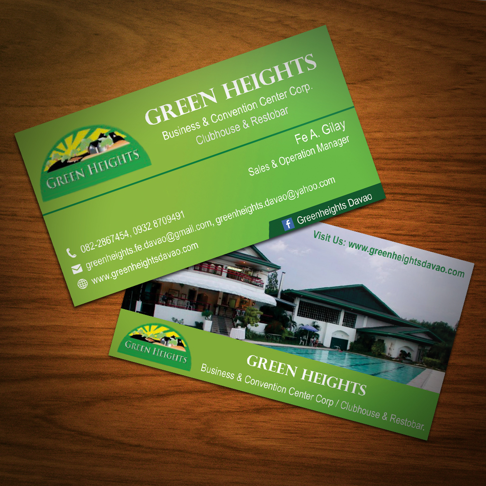 Business Card Design by Abikasirajan for GREENHEIGHTS BUSINESS & CONVENTION CENTER | Design #4460702
