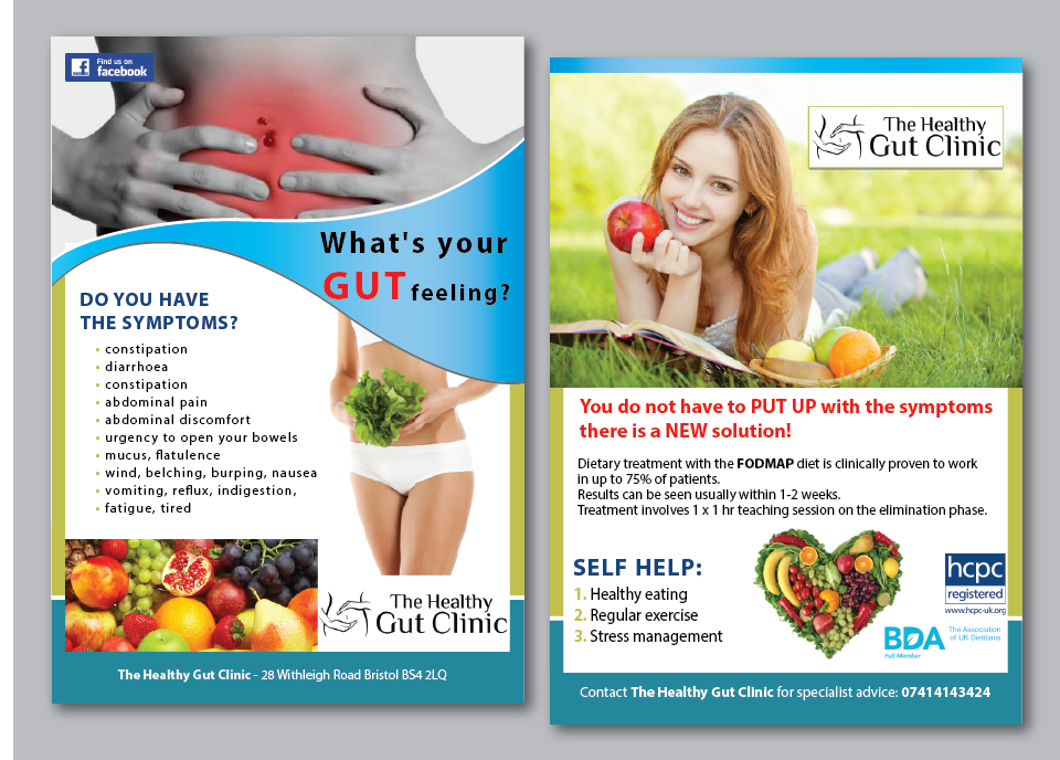 Flyer Design by alex989 for The Healthy Gut Clinic | Design: #4463702