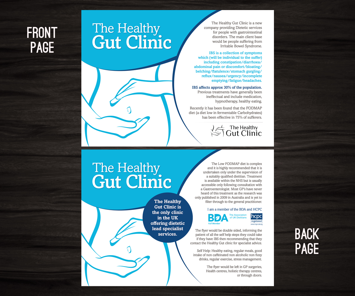 Diseño de Flyer por Mahendran  para The Healthy Gut Clinic | Diseño #4454629