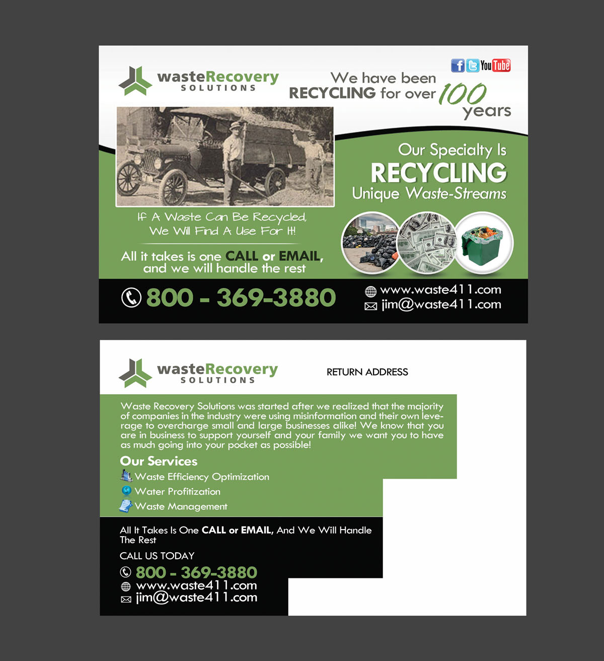 Design de Carte Postale par NatPearlDesigns pour Waste Recovery Solutions | Design #4473647