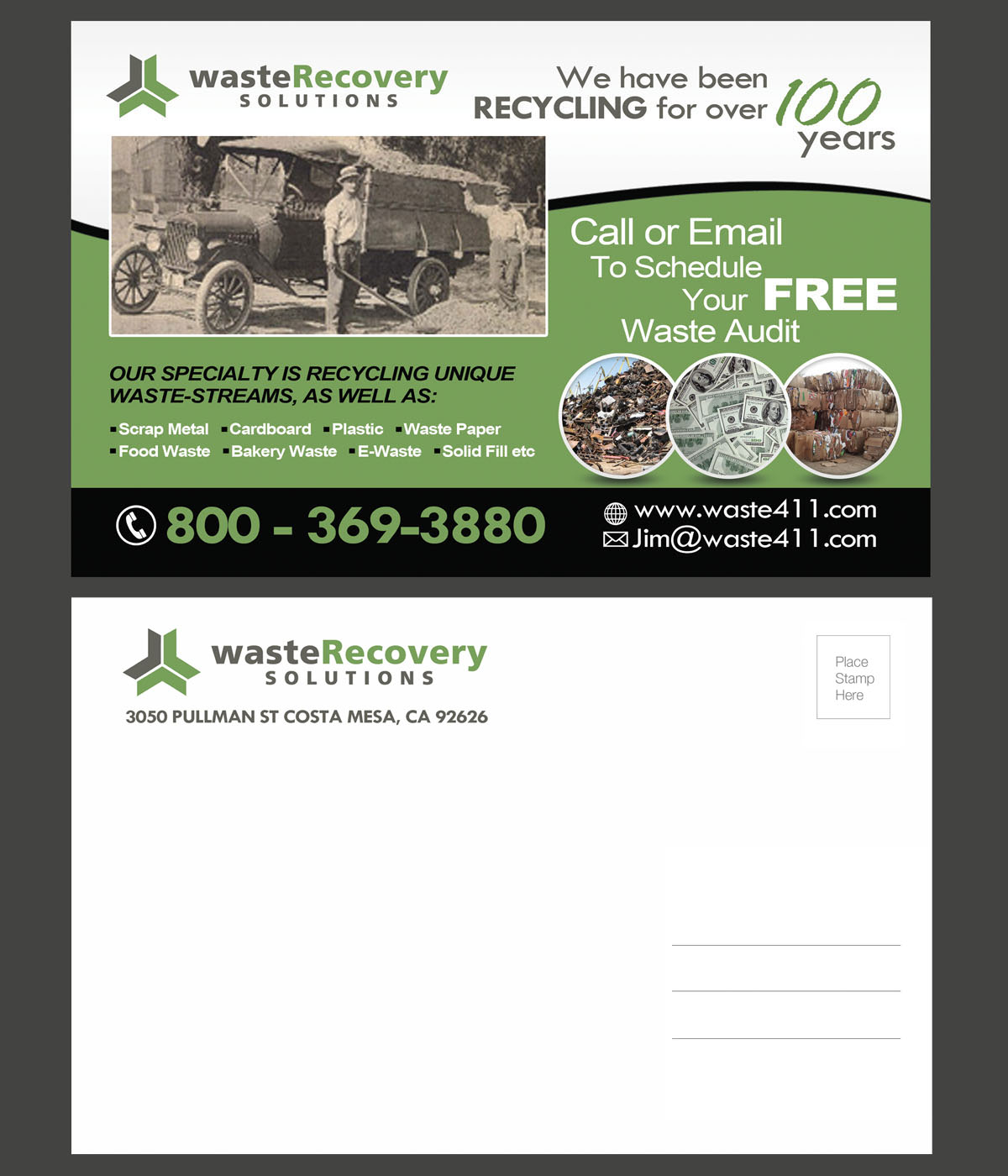 Postcard Design by NatPearlDesigns for Waste Recovery Solutions | Design: #4522833