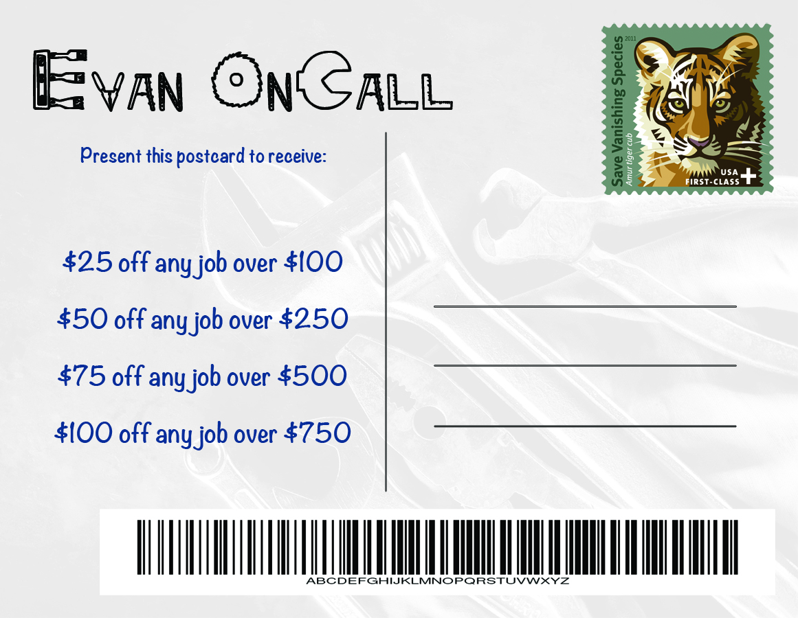 Postcard Design by Samantha Germano for Evan OnCall | Design #4482392