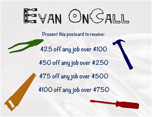 Postcard Design by Samantha Germano for Evan OnCall | Design: #4496515