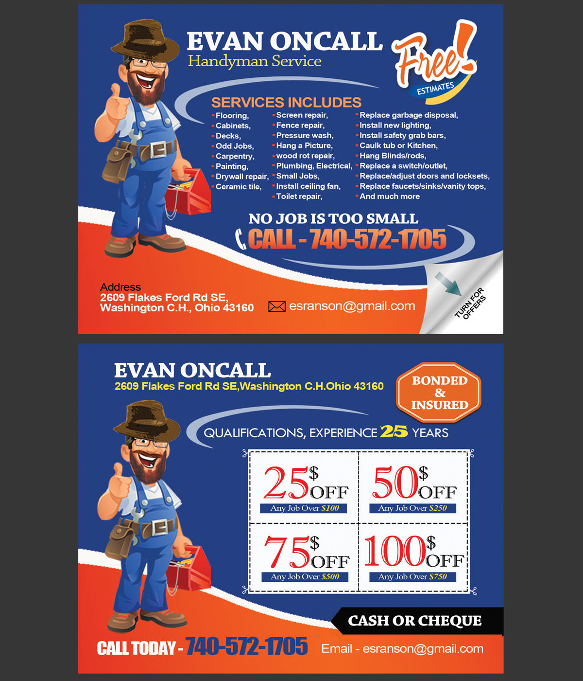 Postcard Design by NatPearlDesigns for Evan OnCall | Design: #4501799
