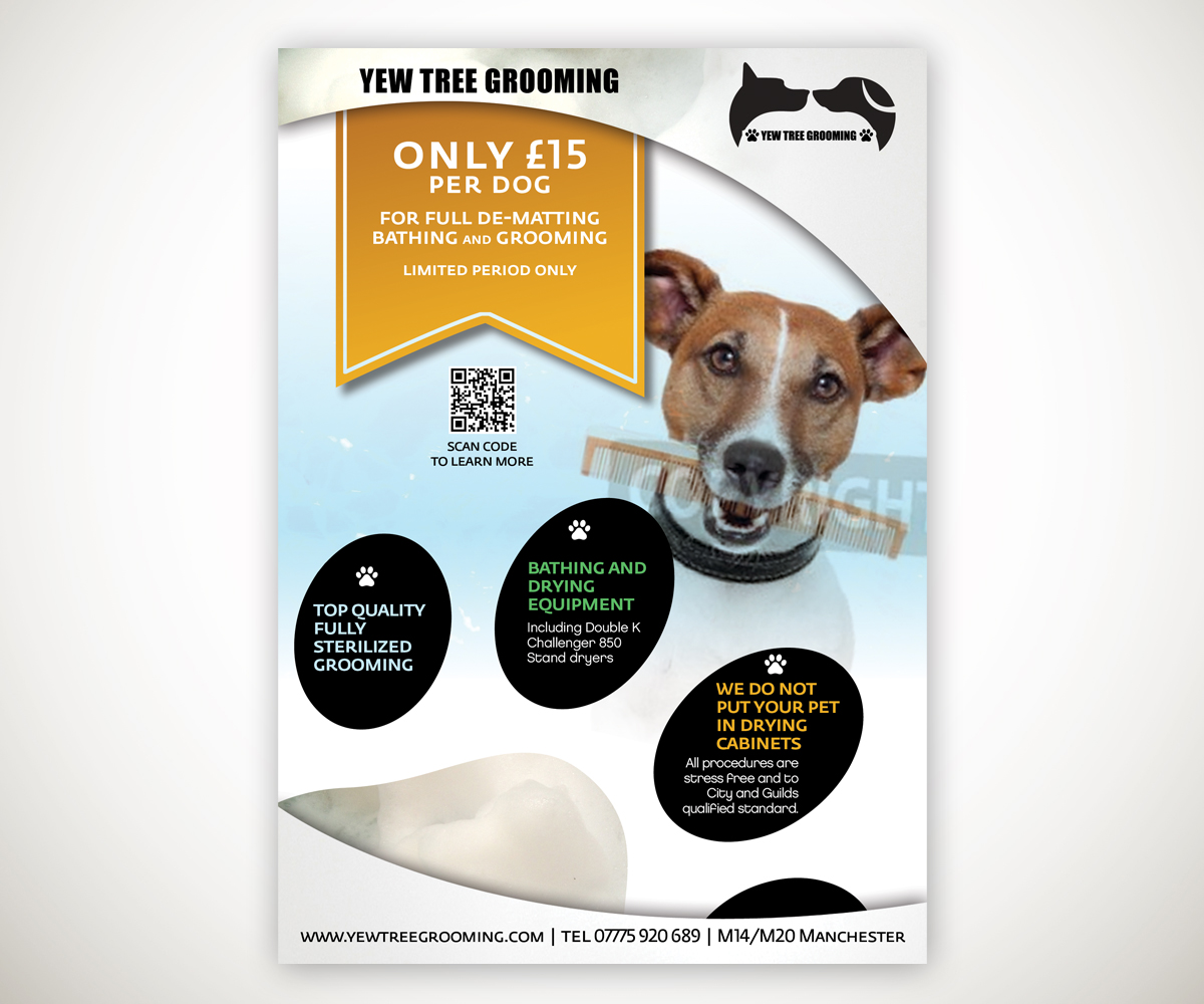 Flyer Design by Joshua Carmichael for Yew Tree Dog Grooming | Design #4489236