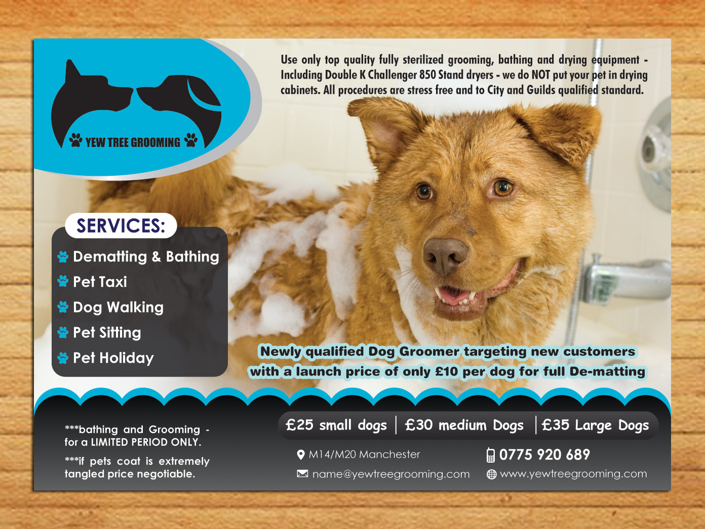 Flyer Design by Sbss for Yew Tree Dog Grooming | Design #4494189