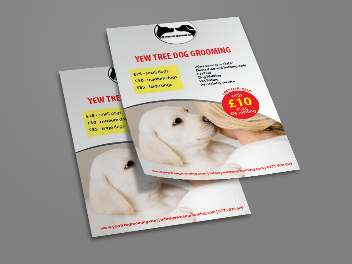 Diseño de Flyer por romy para Yew Tree Dog Grooming | Diseño #4486195