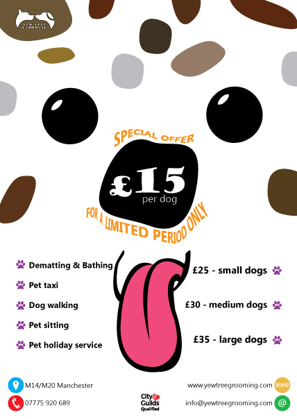 Diseño de Flyer por kanelio para Yew Tree Dog Grooming | Diseño #4489679