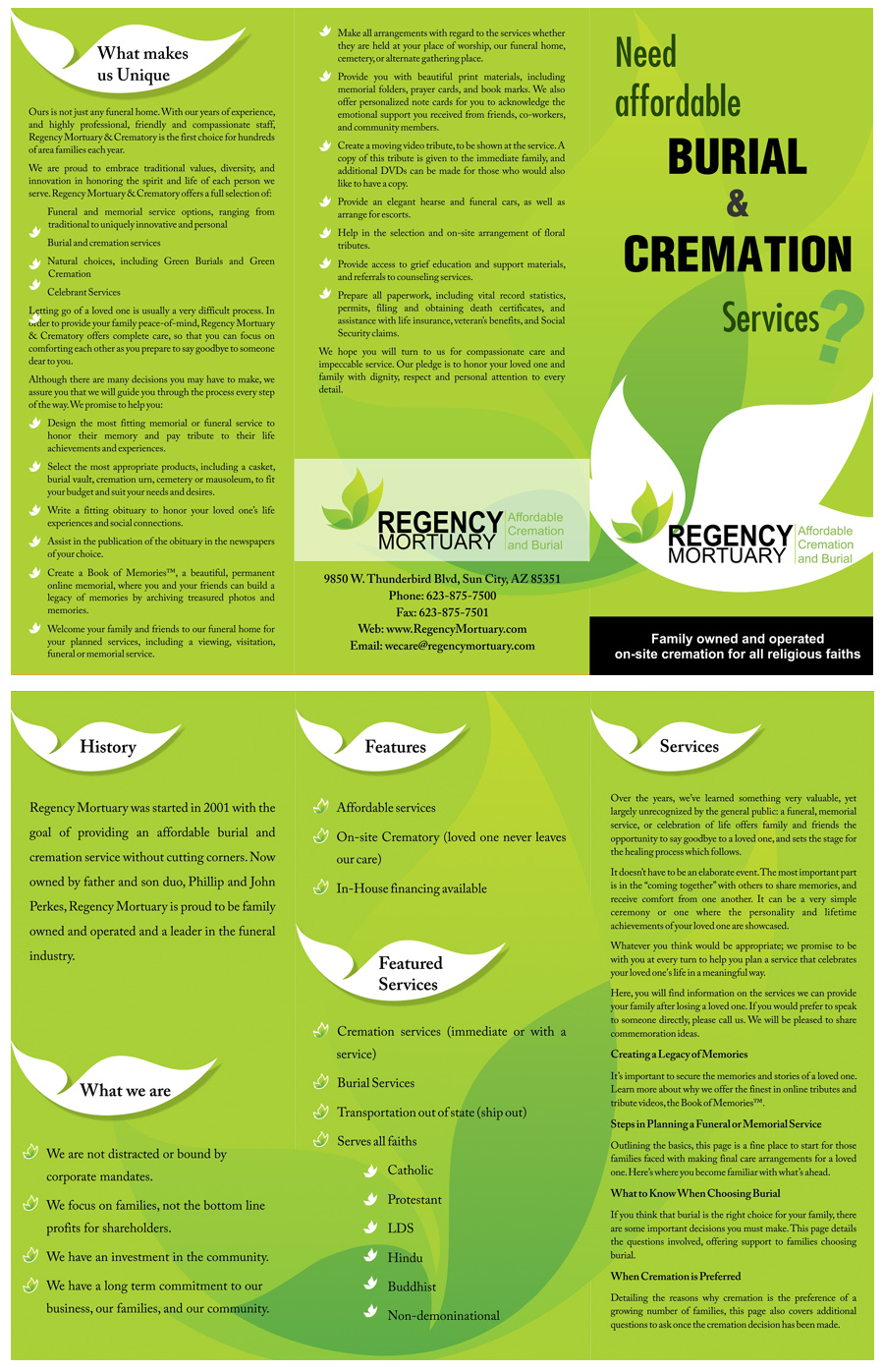 Brochure Design by Designer Suman for Regency Mortuary | Design #4507409
