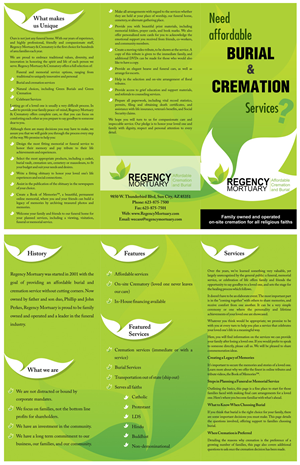 Brochure Design by Designer Suman for Regency Mortuary | Design #4507409