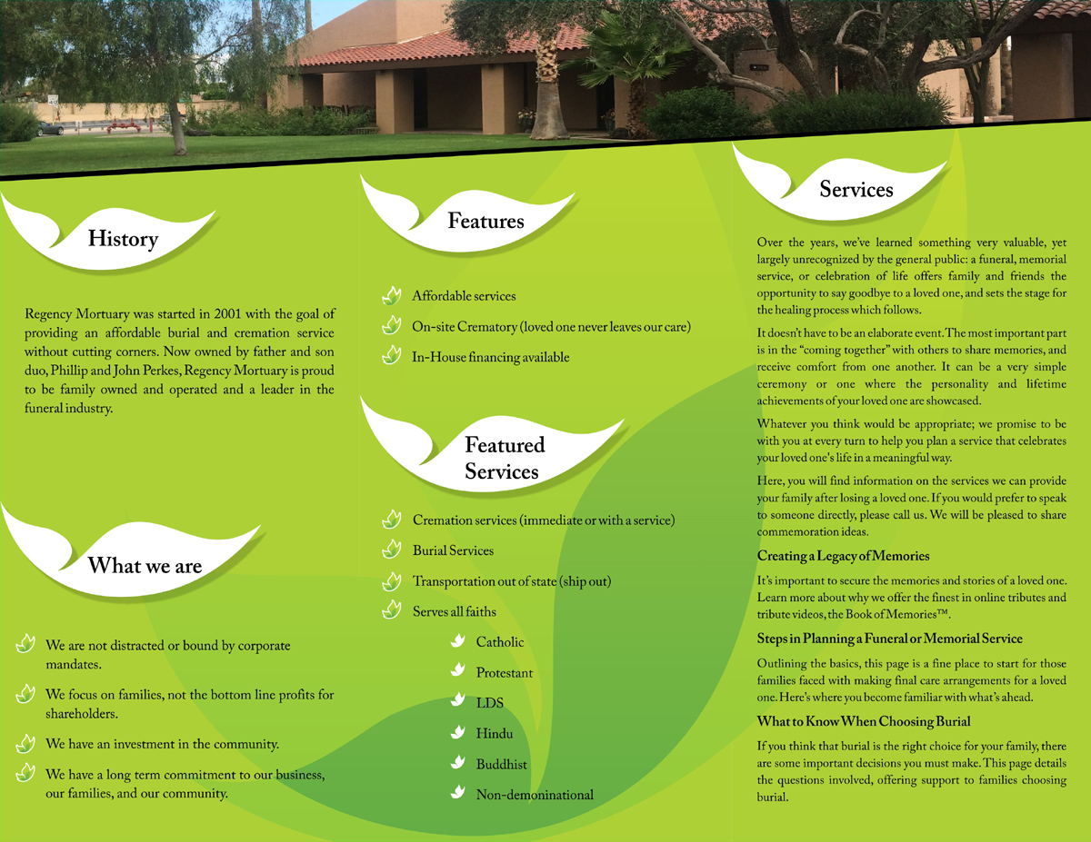 Brochure Design by Designer Suman for Regency Mortuary | Design #4537769