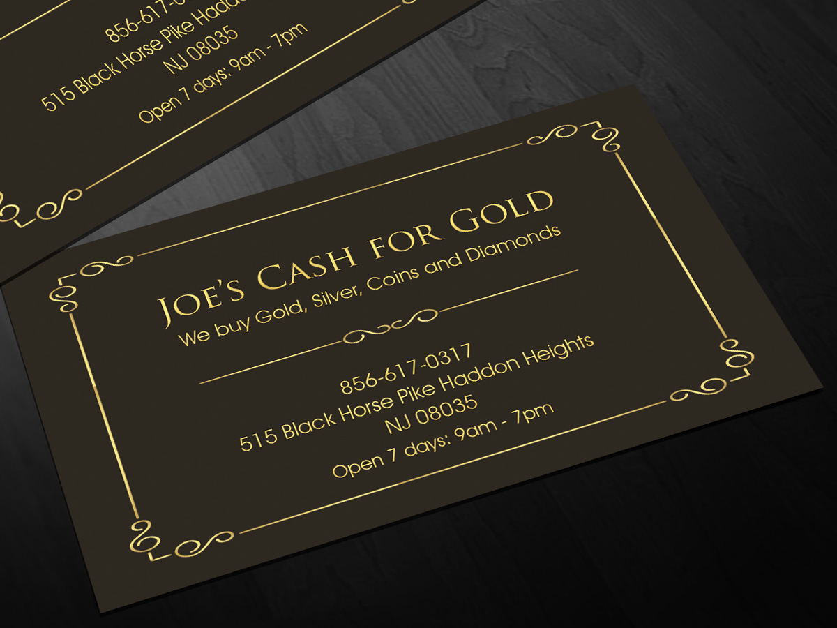 Business Card Design by Sarah Haroon for joe'' cash for gold llc | Design #4478776