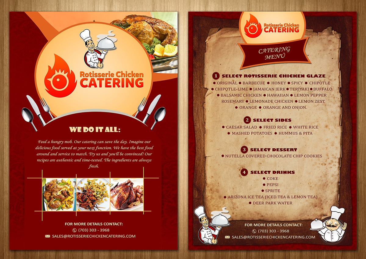 bold colorful catering flyer design for a company by sd web