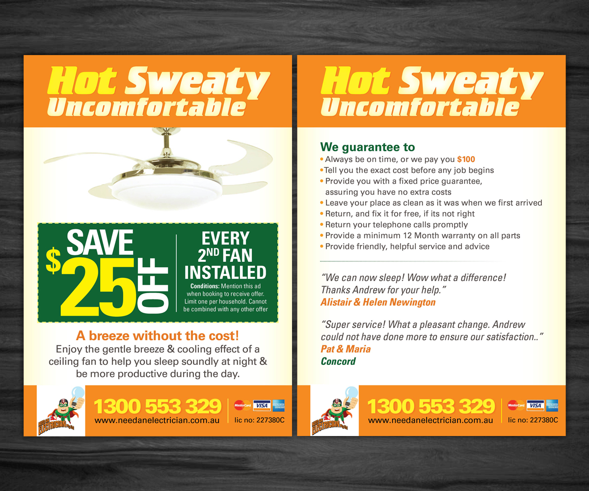 Design de Flyer par Mahendran  pour Need An Electrician Pty Ltd | Design #4510318