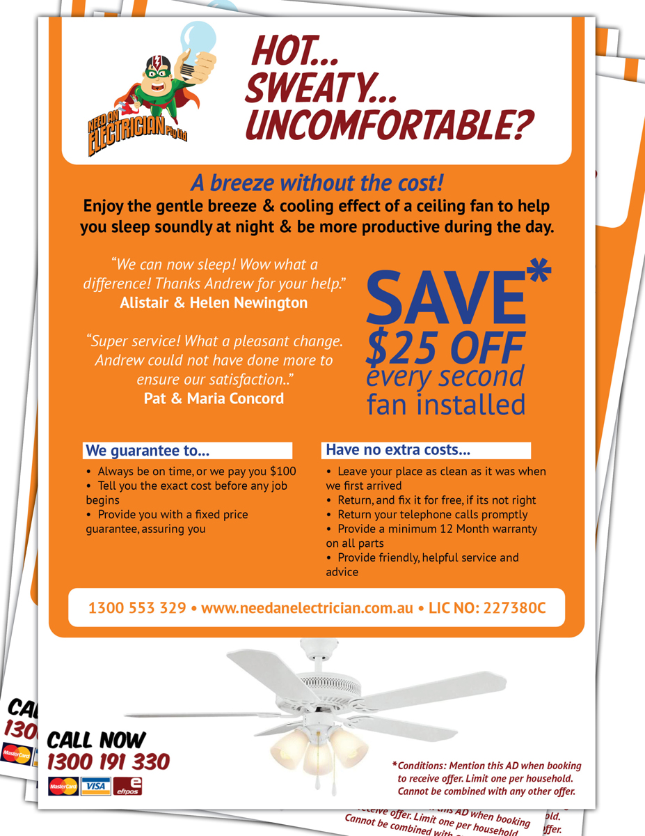 Flyer Design by ReiDesigns for Need An Electrician Pty Ltd | Design #4498269