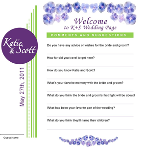 Wedding Guestbook/Questionnaire Pages | Print Design by aneela