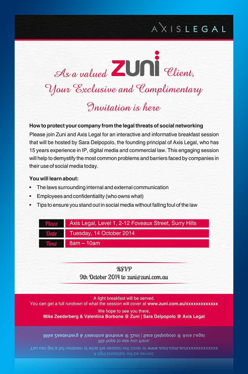 Invitation Design by ALSADESIGN for Zuni | Design #4519659