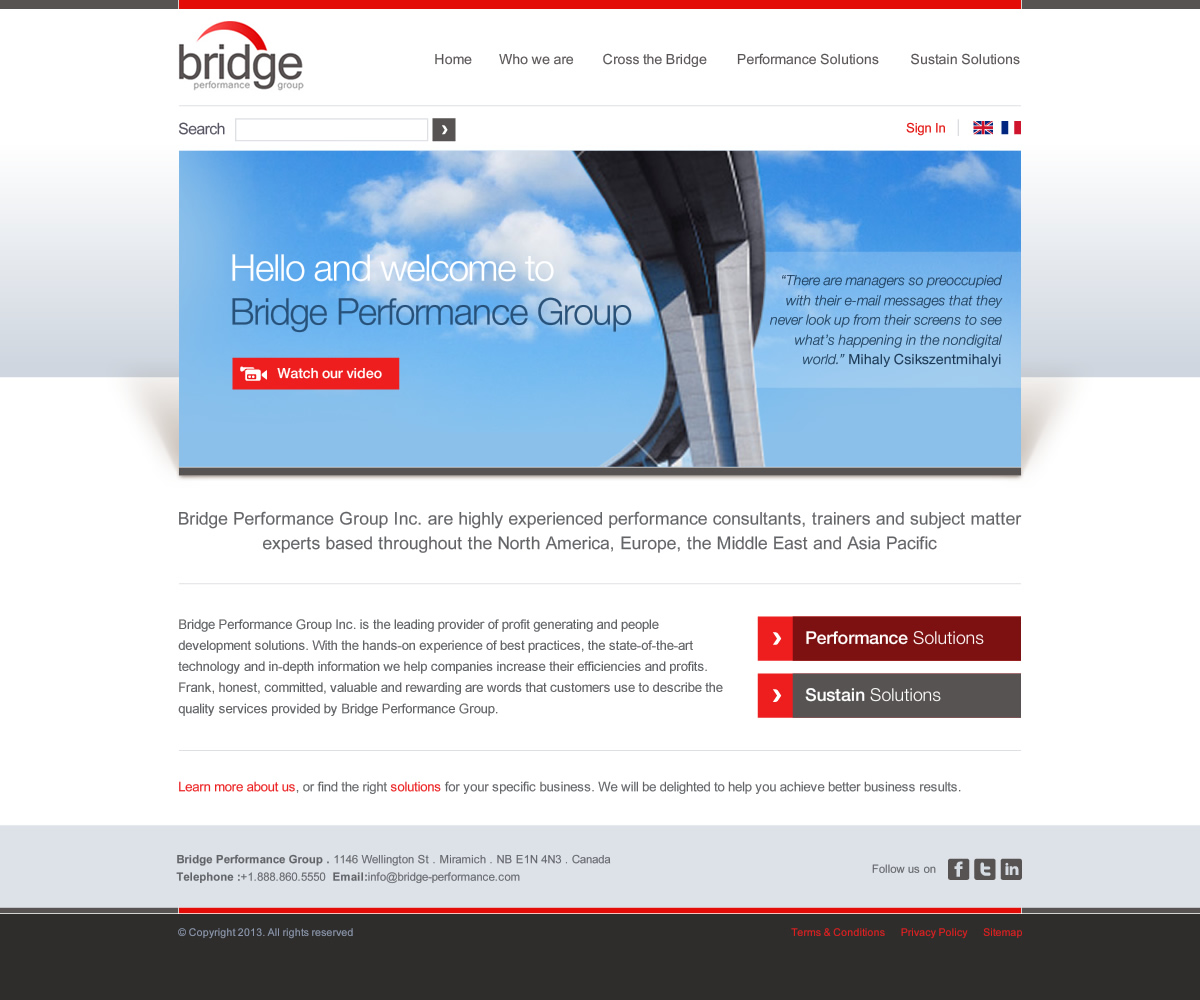Diseño Web por Channel Studio para Bridge Performance Group Inc. | Diseño #2216898