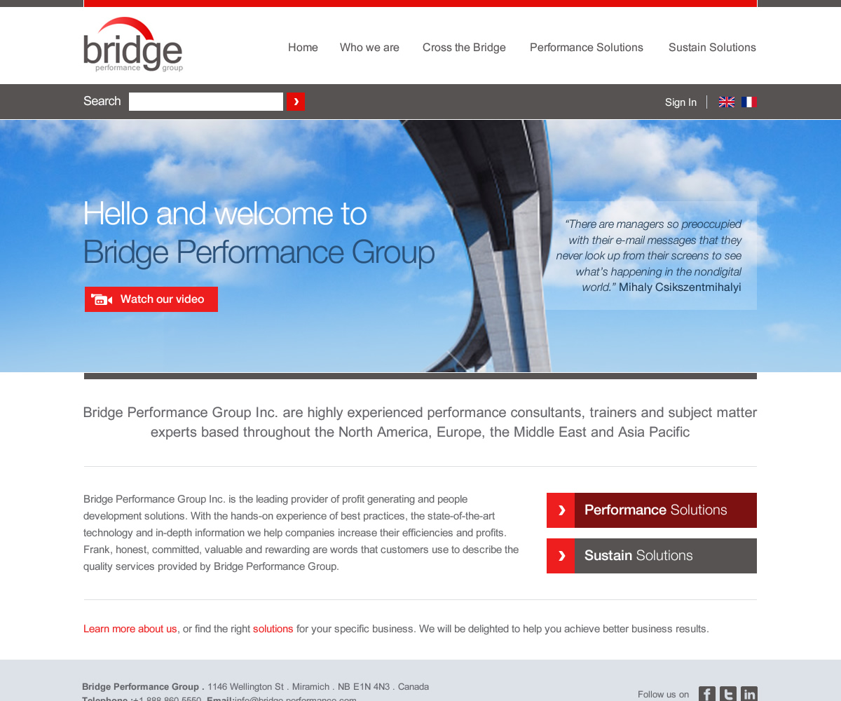 Diseño Web por Channel Studio para Bridge Performance Group Inc. | Diseño #2216905