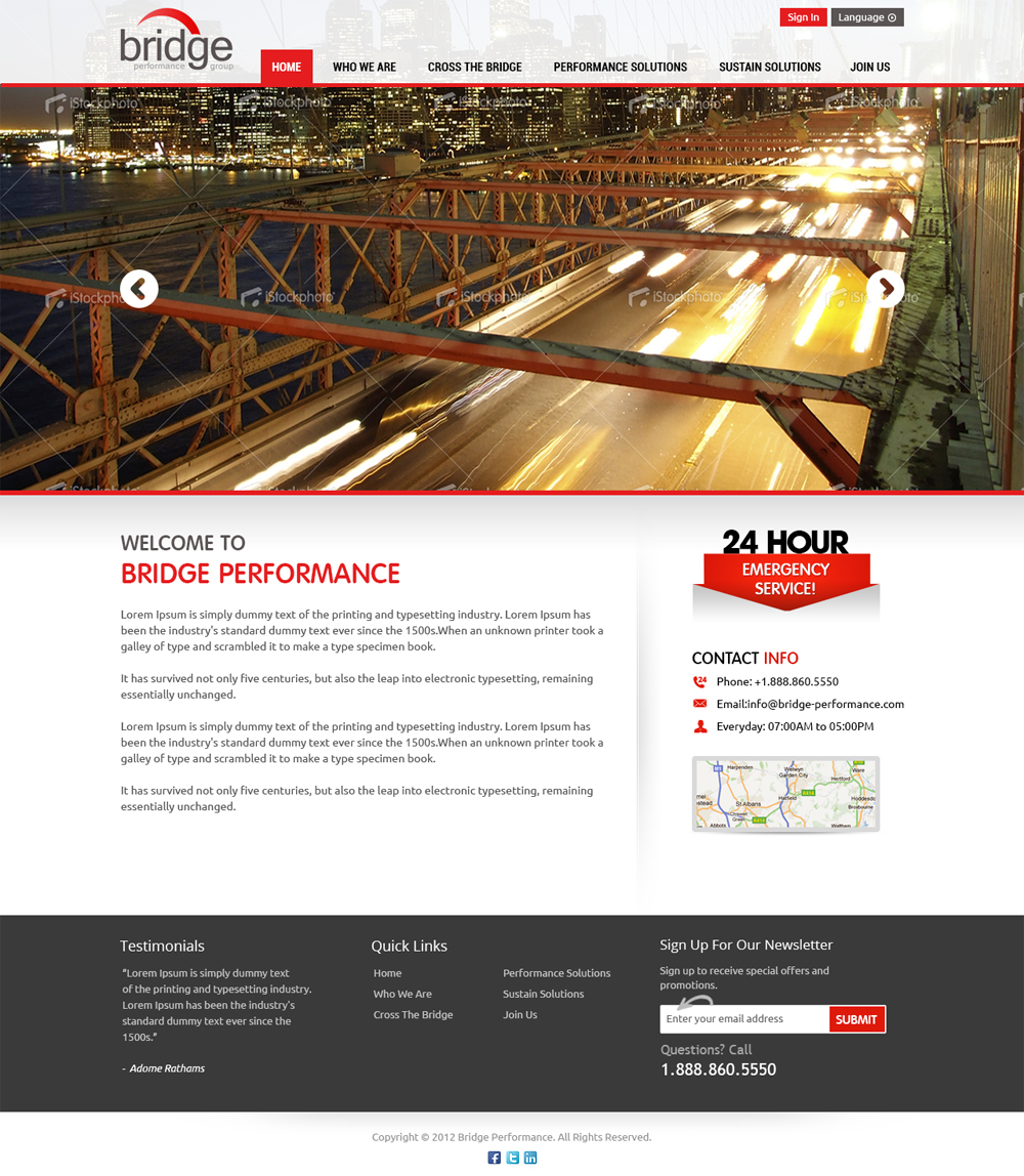 Web Design by Mayank Patel for Bridge Performance Group Inc. | Design #1294721