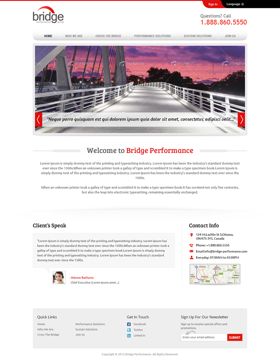 Diseño Web por Mayank Patel para Bridge Performance Group Inc. | Diseño #1294723