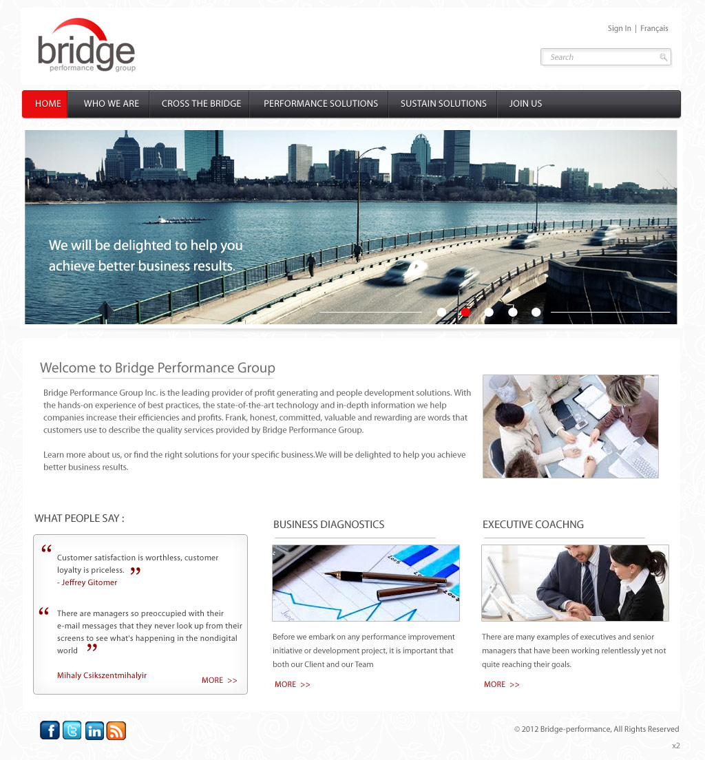 Diseño Web por pb para Bridge Performance Group Inc. | Diseño #1285908